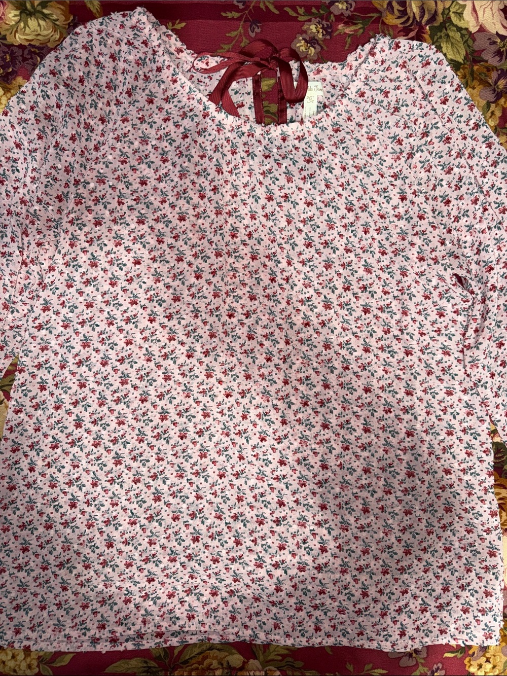 Matilda Jane Women’s Medium Floral Peasant Blouse Ribbon Tie Top